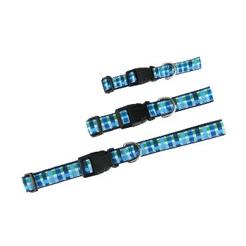 Summer Plaid (Blue) Collar & Leash Collection