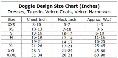 Doggie Design Size Chart-Paws & Purrs Barkery & Boutique