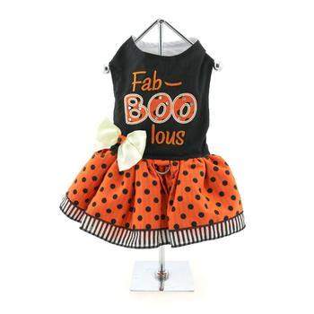 Doggie_Design_Fab-Boo-Lous_Black_and_Orange_Polka_Dot_Halloween_Dog_Dress_Front_View