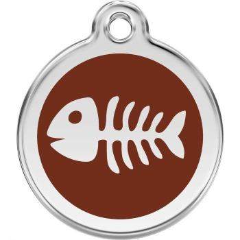 Red Dingo Brown Fish Bone Pet ID Tag.
