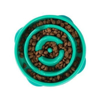 Fun Feeder Drop Turquoise Slo-Feeder Bowl.