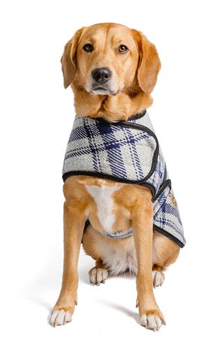Grey & Blue Plaid Blanket Coat.