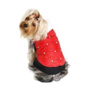 HD Rhinestone Red Puffer Vest.