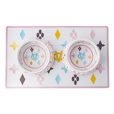Haute Diggity Dog White Chewy Vuiton Dog Bowl