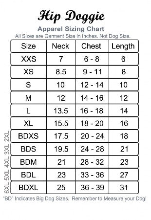 Hip Doggie Size Chart