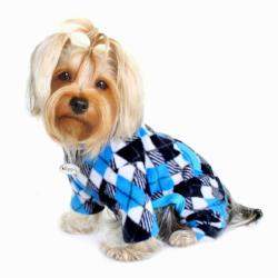 Blue & Black Argyle Fleece Turtleneck Pajamas.