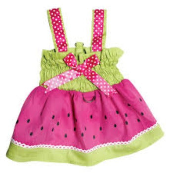 Klippo_Pink_and_Green_Juicy_Watermelon_Dog_Sundress_Front_View