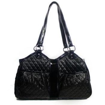 Quilted Luxe Metro Dog Carrier - Black.