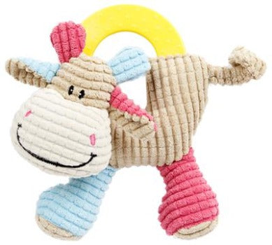 'Moo-cifier' Plush Squeaking and Rubber Teething Newborn Puppy Dog Toy