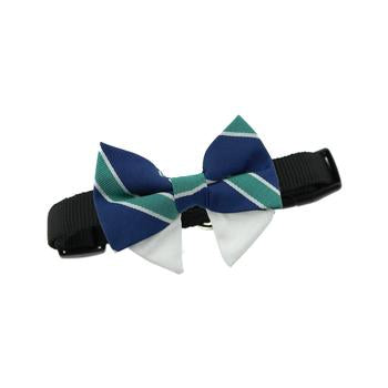 Universal Dog Bow Tie - Navy Blue & Green Stripe.