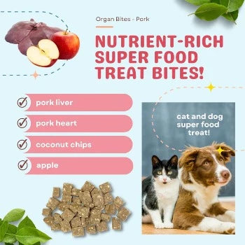 CocoTherapy Organ Bites! Pork Organs + Apples + Coconut Dog & Cat Treats