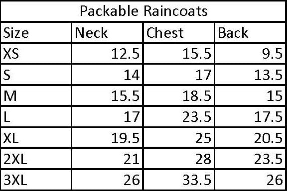 Doggie Design Packable Dog Raincoat Size Chart-Paws & Purrs Barkery & Boutique