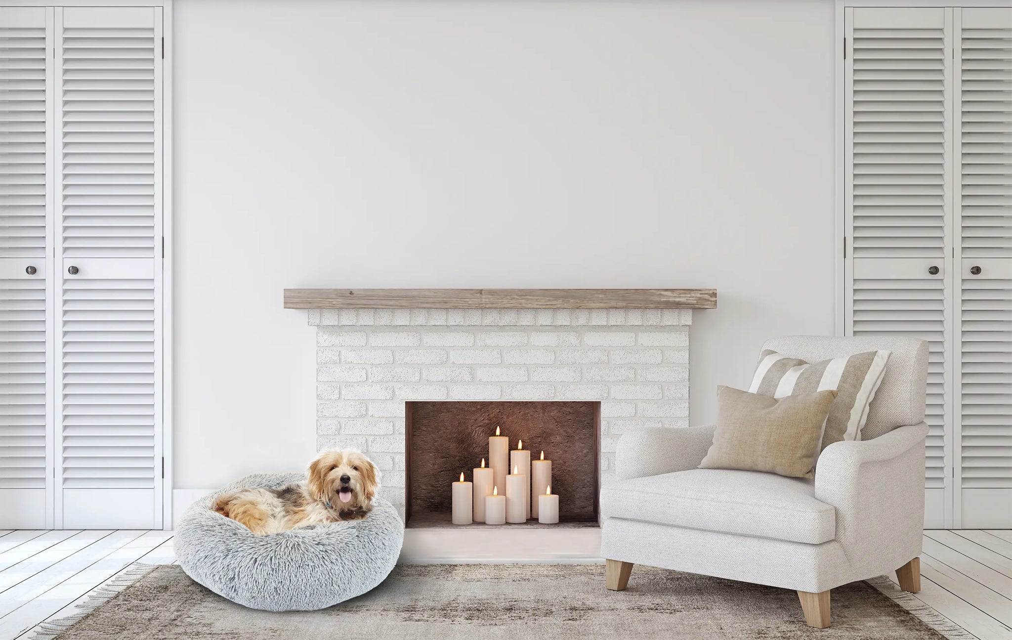 Precious Tails Super Lux Shaggy Fur Donut Bolster Pet Bed