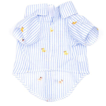 Light Blue Stripe Rubber Duck Dog Shirt.
