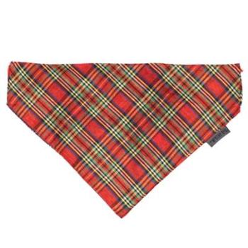 Holiday Red Lurex Plaid Dog Bandana.