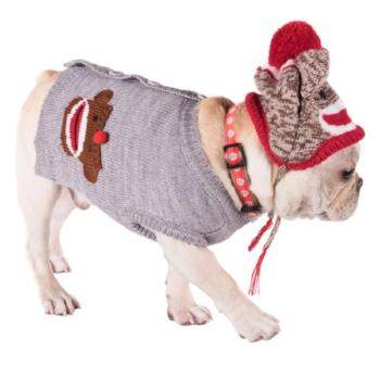 Sock Monkey Dog Cardigan Sweater.