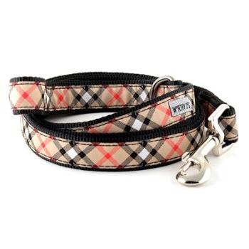 Bias Plaid Tan Collar & Leash Collection.