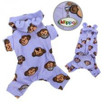 Silly Monkey Fleece Hooded Pajamas - Lavender.