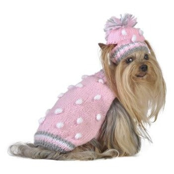 Light Pink Bobble Sweater with Hat.