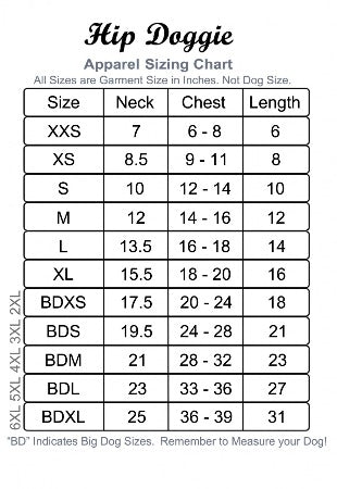 Hip Doggie Size Chart