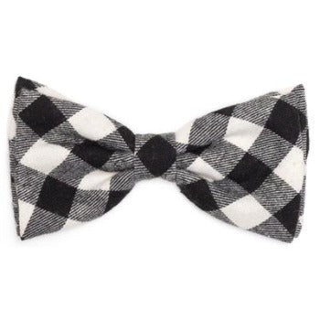Black & Off White Buffalo Plaid Bow Tie.