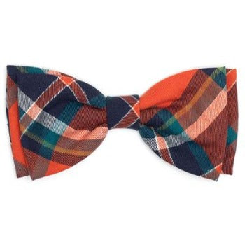 Orange & Navy Plaid Bow Tie.