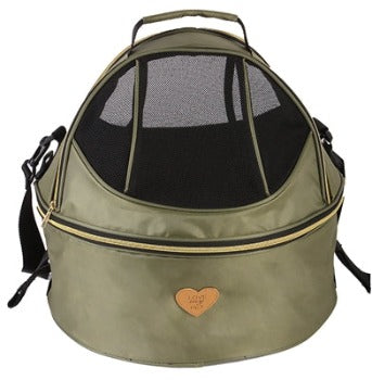 Pet Life Olive Green 'Air-Venture' Dual-Zip Airline Approved Panoramic Circular Travel Pet Dog Carrier