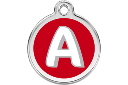 Red Dingo Red Alphabet Letter A Pet ID Tag