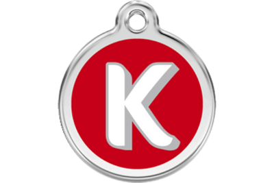 Red Dingo Red Alphabet Letter K Pet ID Tag