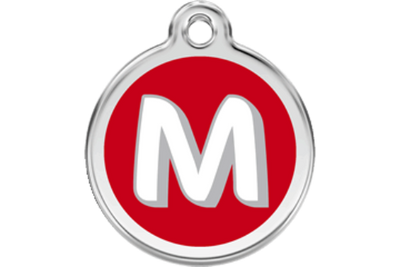 Red Dingo Red Alphabet Letter M Pet ID Tag