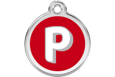 Red Dingo Red Alphabet Letter P Pet ID Tag