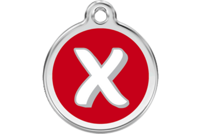Red Dingo Red Alphabet Letter X Pet ID Tag