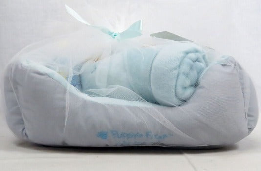 Just Bepaws Blue Puppy's First Giftset wit Bed, Blanket, Bandana & Bottle