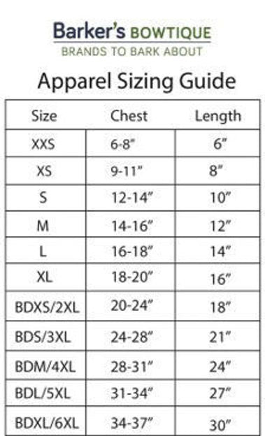 Max's Closet Dog Dress Size Chart