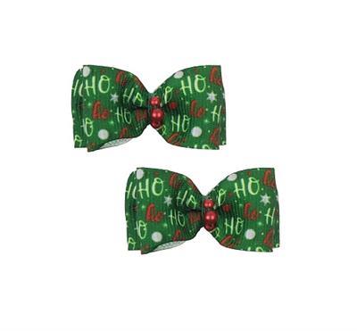 Ho Ho Ho Hair Bows with French Clip
