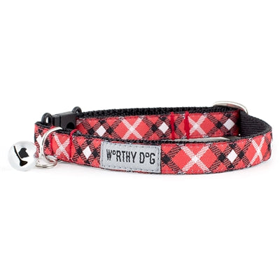 The Worthy Dog Bias Plaid Red Collar & Leash Collection