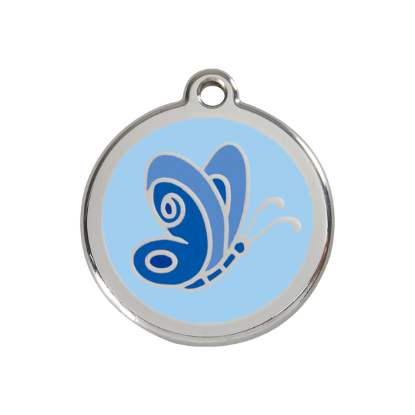 Red Dingo Light Blue Butterfly Pet ID Tag