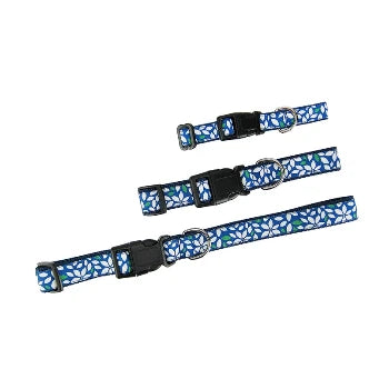 Blue Floral Dog Collar & Leash Collection