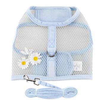 Doggie Design Blue Daisy Cool Mesh Dog Harness with Leash