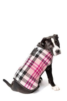 Chilly Dog Pink Plaid Blanket Dog Coat