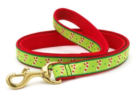 Up Country Candy Canes on Green Dog Leash