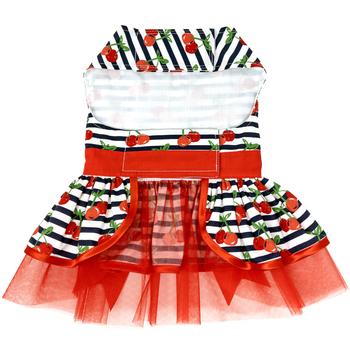 Doggie DesignCherry Stripe Harness Dog Dress with Matching Leash