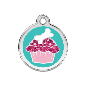 Red Dingo Cupcake Glitter Pet ID Tag