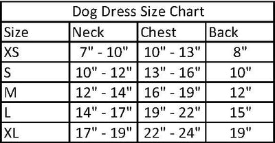 Doggie Design Dog Dress Size Chart