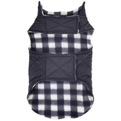 Black and white checkered dog vest on a white background