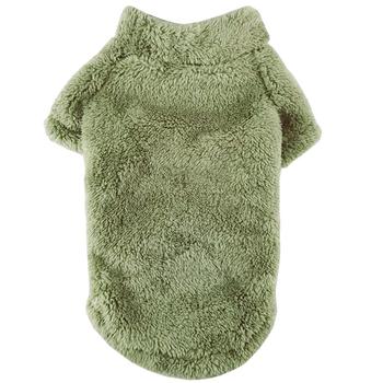 Green fleece pet sweater on a white background