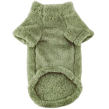 Green fleece dog sweater on a white background