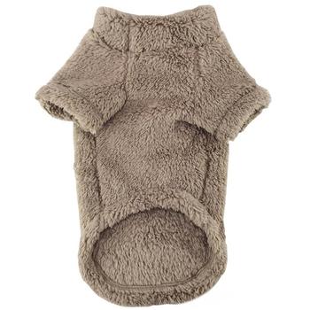 Brown fluffy dog sweater on a white background