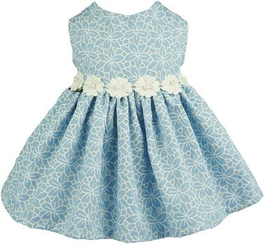 Fitward_Blue_Elegant_Floral_Dog_Dress_Front_View