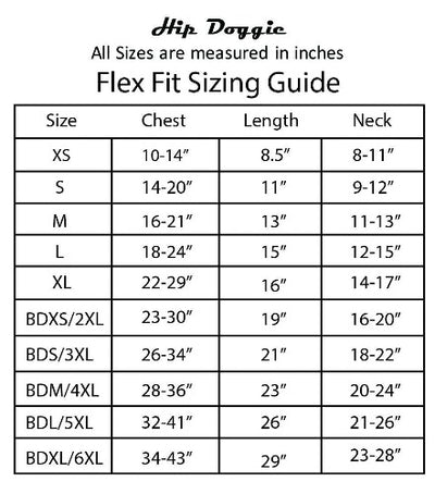 Hip Doggie Flex-Fit Reversible Puffer Vest Size Chart